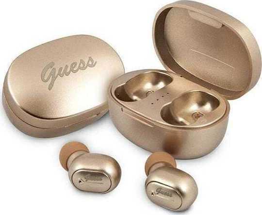 Guess Triangle Logo Earbud Bluetooth хендсфри Слушалки с Кутийка за Зареждане Златист