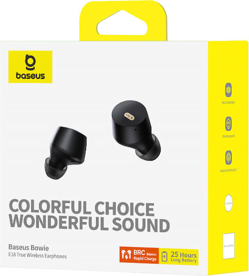 Baseus Bowie E18 In-ear Bluetooth Handsfree Earphones with Sweat Resistance and Charging Case Black