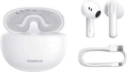 Baseus Bowie E12 In-ear Bluetooth Handsfree Ακουστικά με Θήκη Φόρτισης Λευκά