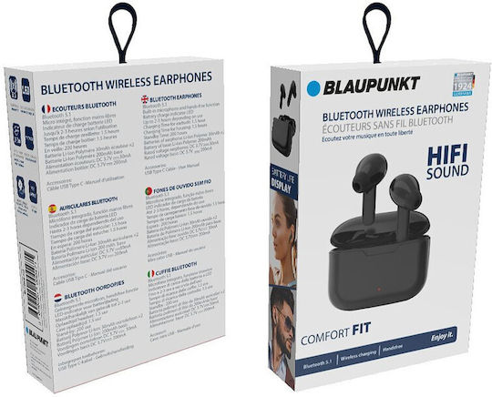 Blaupunkt BLP4969-133 In-ear Bluetooth Handsfree Ακουστικά με Θήκη Φόρτισης Μαύρα