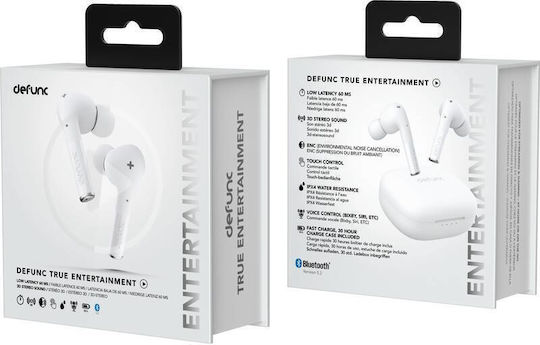 Defunc True Entertainment In-ear Bluetooth Handsfree Ακουστικά με Θήκη Φόρτισης Λευκά