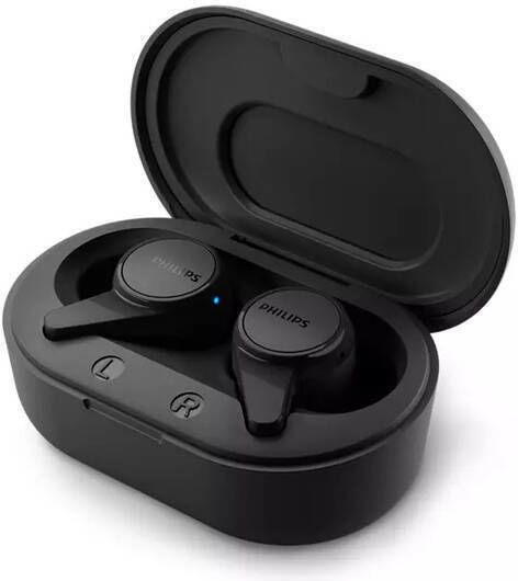 Philips TAT1207 In-Ear Bluetooth-Freisprecheinrichtung Kopfhörer mit Schweißresistenz und Ladeetui Schwarz