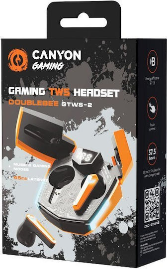 Canyon DoubleBee GTWS-2 In ear Bluetooth хендсфри Слушалки с Кутийка за Зареждане Оранжев