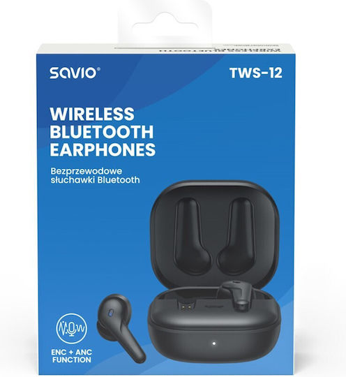 Savio Tws-12 In-ear Bluetooth Handsfree Ακουστικά Μαύρα
