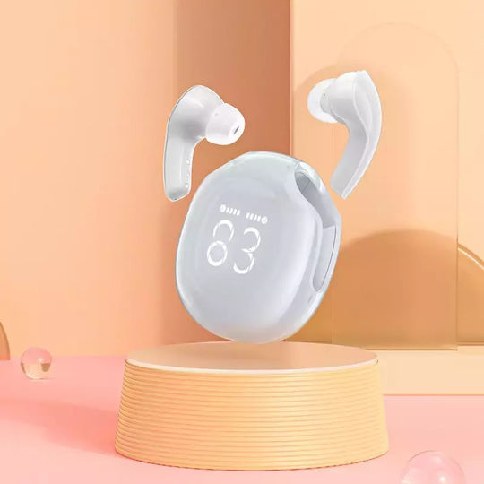 Acefast T9 Crystal (Air) In-ear Bluetooth Handsfree Ακουστικά με Θήκη Φόρτισης Porcelain White