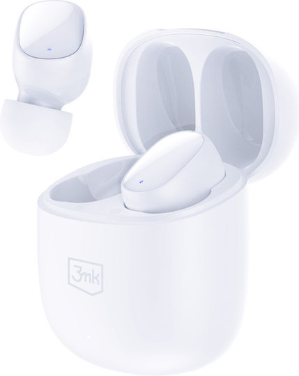 3MK FlowBuds Bluetooth Handsfree Ακουστικά με Θήκη Φόρτισης Λευκά