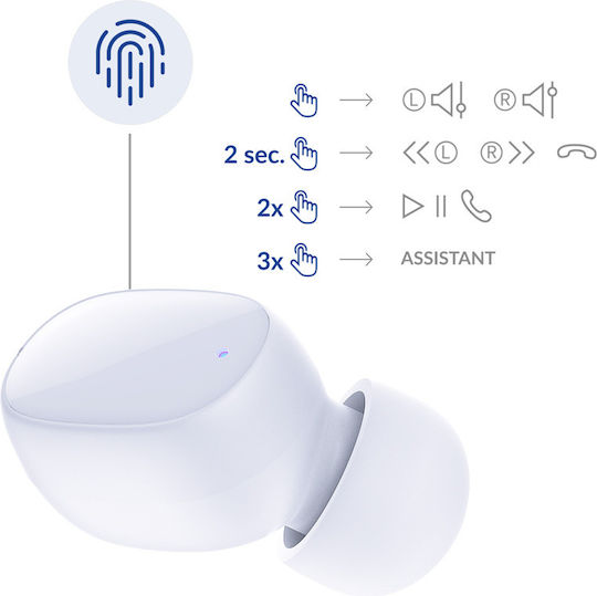3MK FlowBuds Bluetooth Handsfree Ακουστικά με Θήκη Φόρτισης Λευκά