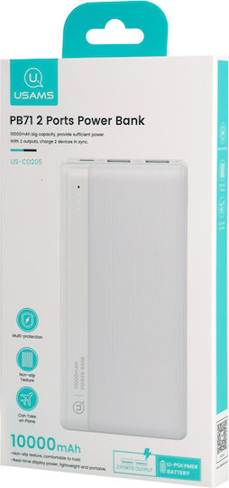 Usams CD205 Power Bank 10000mAh 10W mit 2 USB-A Anschlüssen Weiß