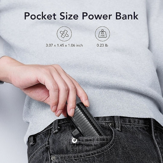 Veger Power Bank 5000mAh με Θύρα USB-C Μαύρο
