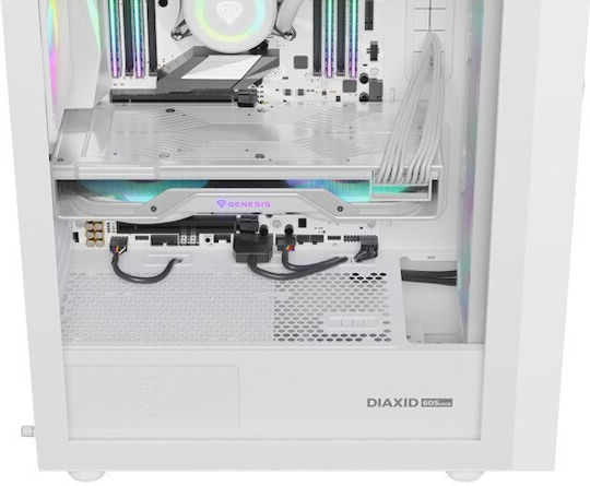 Natec Diaxid 605 Gaming Midi Tower Computer Case with Side Window and RGB Lighting White