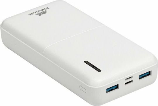 Rivacase VA2572 Външна Батерия 20000mAh 20W с USB-A Изходен Порт и USB-C Изходен Порт Бързо Зареждане Бяла