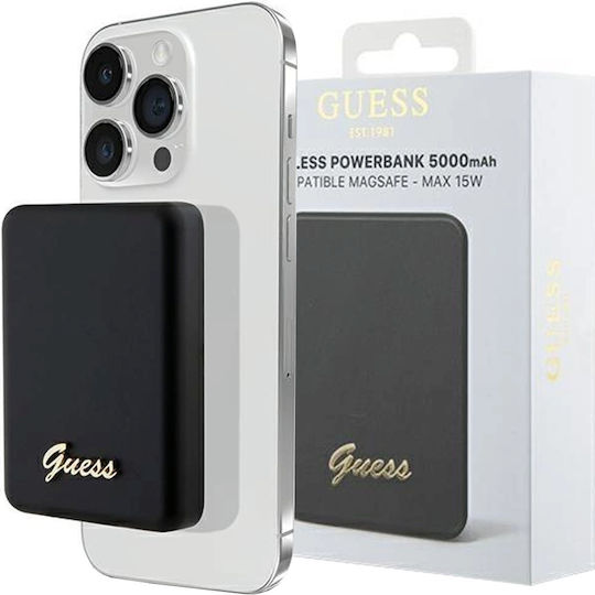 Guess Metal Script Logo MagSafe Power Bank 3000mAh 5W Μαύρο