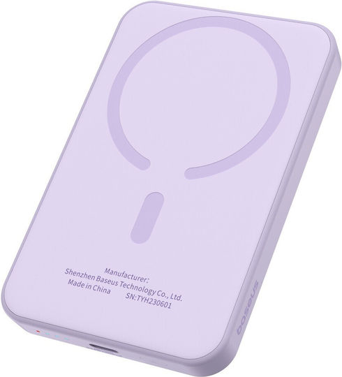 Baseus Magnetic Mini MagSafe Power Bank 5000mAh 20W с USB-C порт Лилав