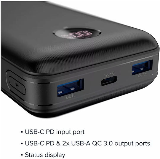 Canyon PB-2002 Ηλιακό Power Bank 20000mAh 18W Power Delivery / Quick Charge Μαύρο