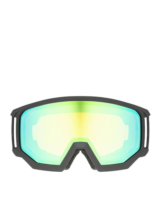 Uvex Athletic Fm Μάσκα Σκι & Snowboard Ενηλίκων Μαύρη με Φακό σε Μαύρο Χρώμα