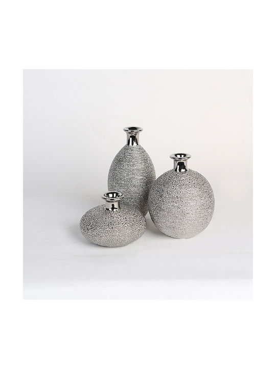 ArteLibre Decorative Vase Silver 9x9x15cm