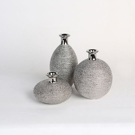 ArteLibre Διακοσμητικό Βάζο Keramik Silber 9x9x15cm 1Stück (Verschiedene Designs)
