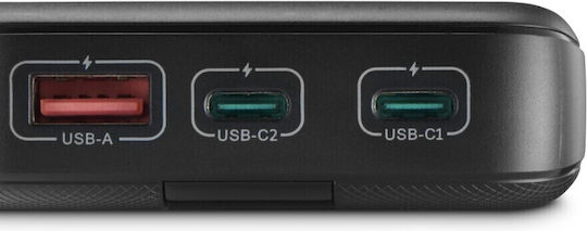 HAMA PD 20 Power Bank 20000mAh 20W με Θύρα USB-A και 2 Θύρες USB-C Γκρι