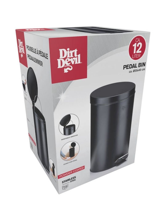 Dirt Devil Coș de Gunoi Plastic cu Pedală Negru 12l