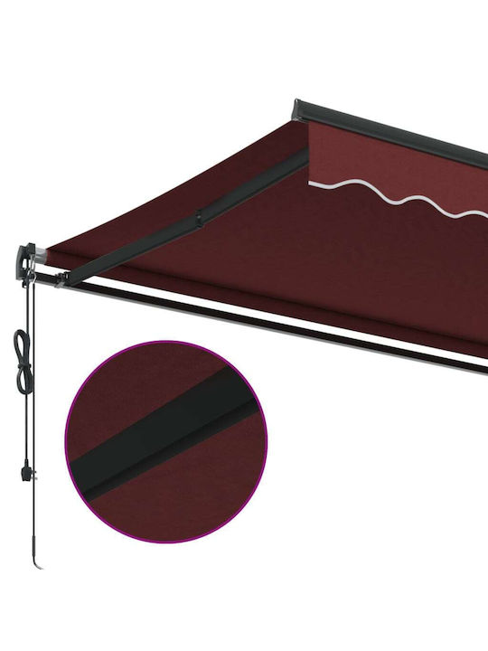 vidaXL Terrace Wall Tent with LED Light Burgundy 3x2.5cm