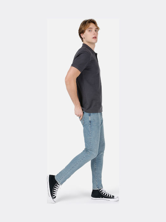 Men's Jeans Pants Elastic with Slim Narrow Fit Blue
