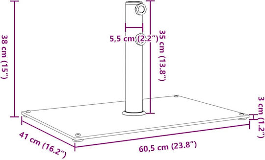 Vidaxl Umbrella Stand Base Ø32 38 48 mm 15 kg Rectangular Black