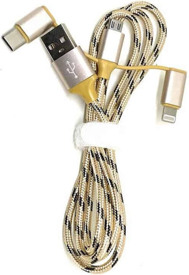 Edman 1m Braided USB 2.0 to micro USB Cable Gold
