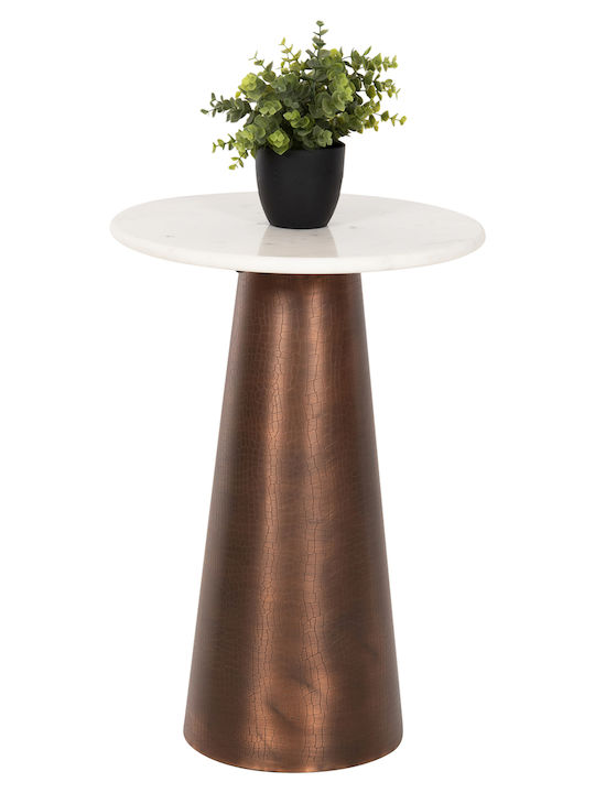 Foden Auxiliary Outdoor Table with Marble Surface and Metal Frame White 40x40xcm