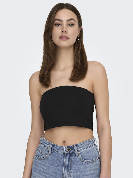 Only Γυναικείο Crop Top Βαμβακερό Μαύρο 2Pack