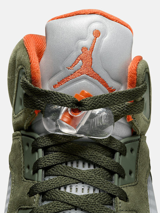 Air  5 Retro Herren Stiefel Army Olive / Solar Orange