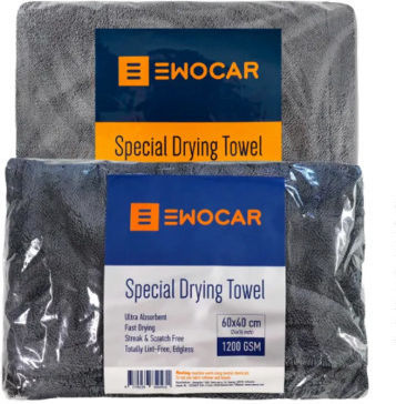 Ewocar Lavetă Microfibră Uscare pentru Corp Auto 1200gsm Gri 60x40cm