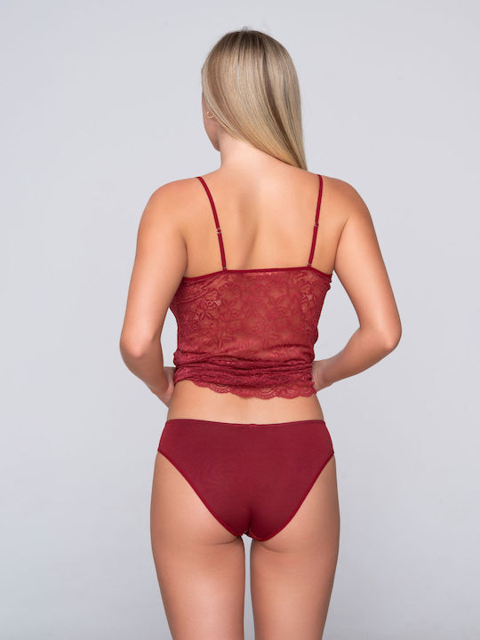 Luna Baumwolle Damen Slip mit Spitze Red