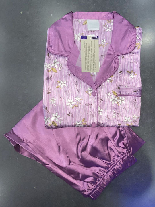 Lydia Creations De vară Set Pijamale pentru Femei Satin Lila