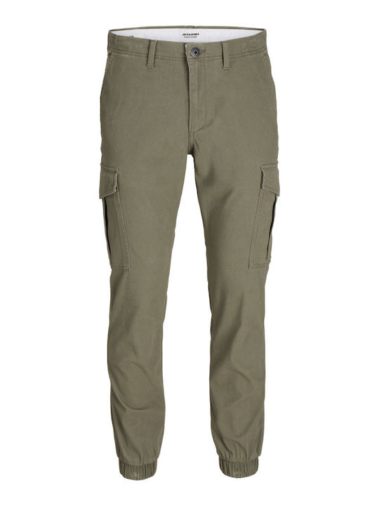 Trousers Cargo Elastic in Slim Fit Dusty Olive