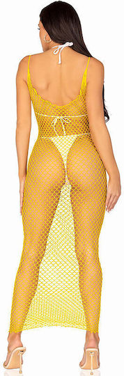 Leg Avenue Long Net Dress Gelb