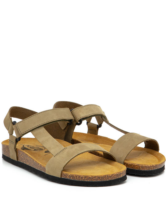 Plakton Leather Women's Sandals Green