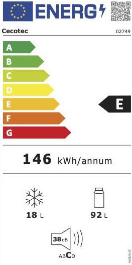 Cecotec Мини Бар 110лт В90xШ55xД58см. Син Bolero CoolMarket TT Origin 110
