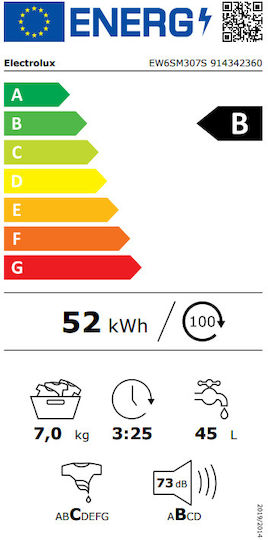 Electrolux Πλυντήριο Ρούχων 7kg με Τεχνολογία Ατμού 1000 Στροφών EW6SM307S