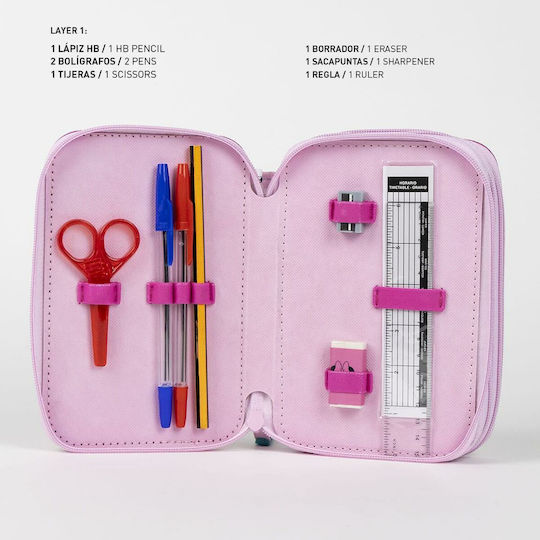 Minnie Mouse Federmäppchen mit 3 Fächern Fuchsie