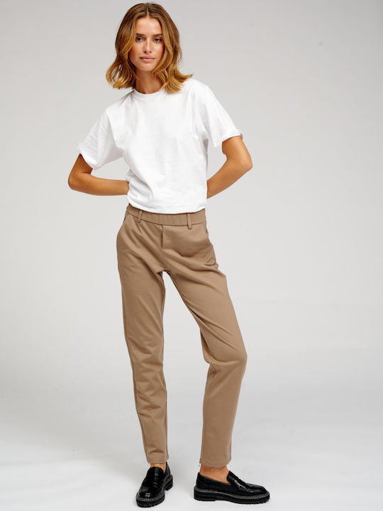 TeeShoppen Women's Fabric Trousers Beige