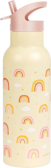 A Little Lovely Company Stainless Steel Kids Water Bottle Thermos with Straw Non Spill Multicolour 500ml