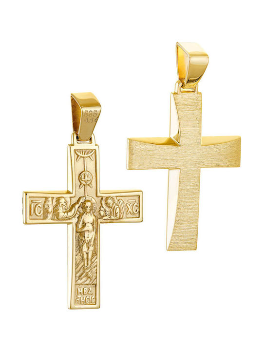 Papoulidis Jewellery Men's Gold Cross 14K Double Sided