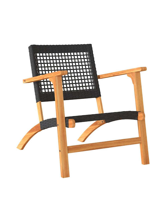 Outdoor Chair Rattan Black 2pcs 54x40x76cm
