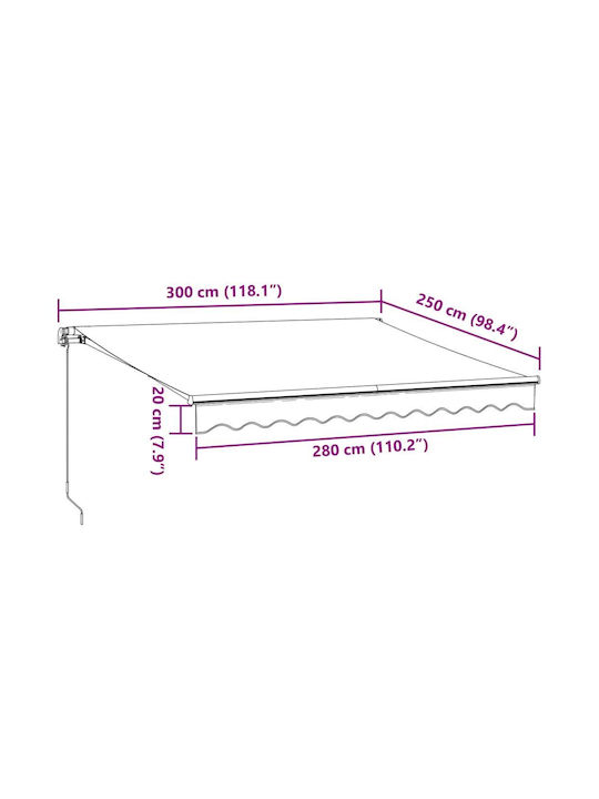 vidaXL Terrace Wall Tent with LED Light Burgundy 3x2.5cm