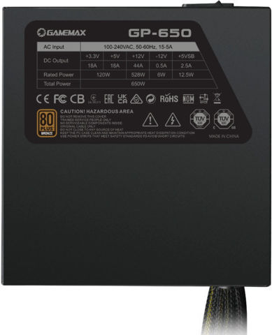 GameMax GP-650 650W Μαύρο Τροφοδοτικό Υπολογιστή Full Wired 80 Plus Bronze
