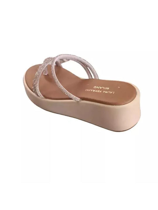 Laura Ferragni Leder Damen Flache Sandalen Bronze