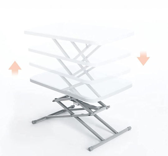 Plastic Masa pentru spații exterioare mici Pliabil cu schelet metalic Alb 64x45x36buc