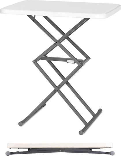 Plastic Masa pentru spații exterioare mici Pliabil cu schelet metalic Alb 64x45x36buc