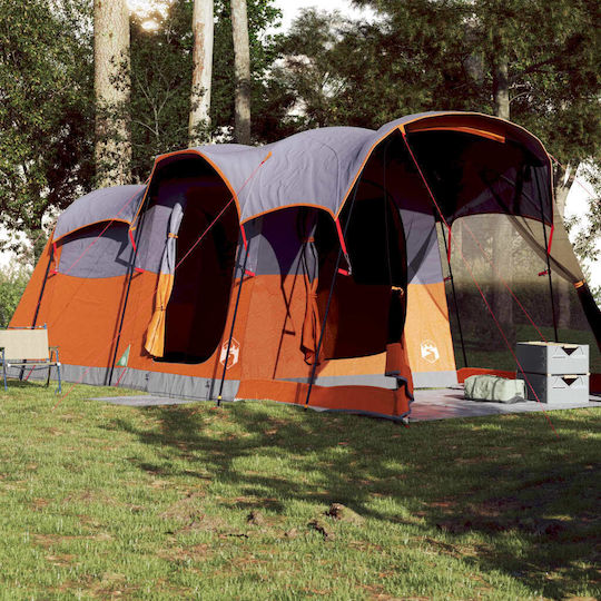 vidaXL Camping Tent Tunnel Orange For 8 People