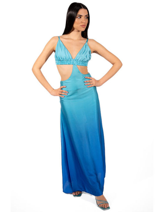 Maxi Strap Draped Dress 200057 Blue